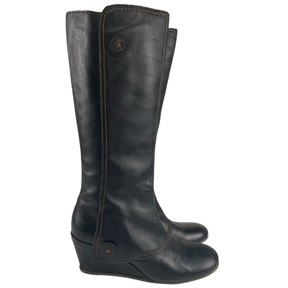 Fly London Shoes - Fly London Tall Leather Wedge Heel Zip Up Boots Size 39